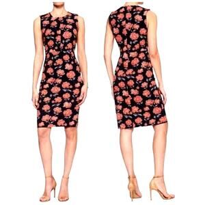 Banana Republic Women's 4  Petite Navy Red Floral Sheath Dress